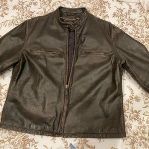 Men’s J Crew leather jacket XL, like new.